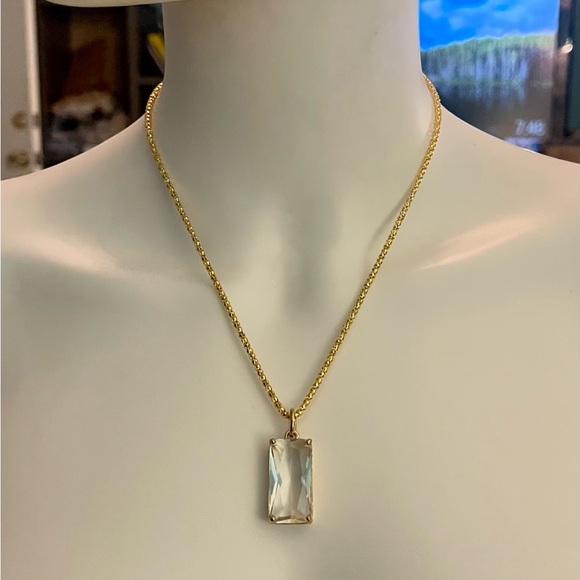 Coach Jewelry - RARE Coach Large Clear Rectangular Zirconia Pendant 18k/.925 Sterling Necklace